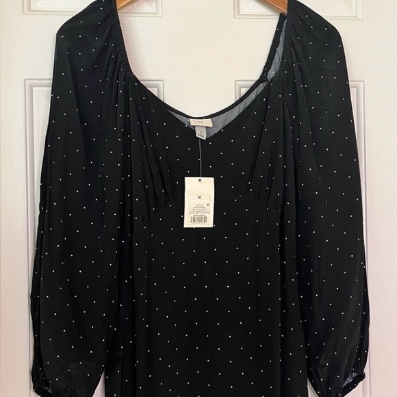 a new day Black and White Polka Dot Long Sleeve Dress - Picture 3 of 12